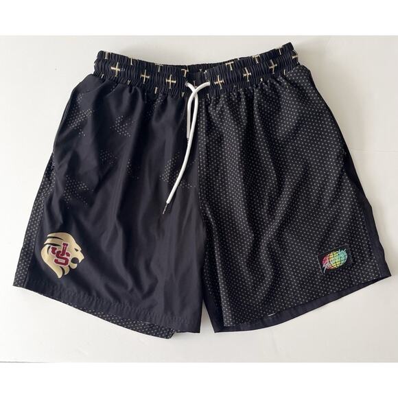 Slunks Volleyball Shorts Men L Black Gold Stretch Athleisure Sport SJ Lions - Picture 1 of 11